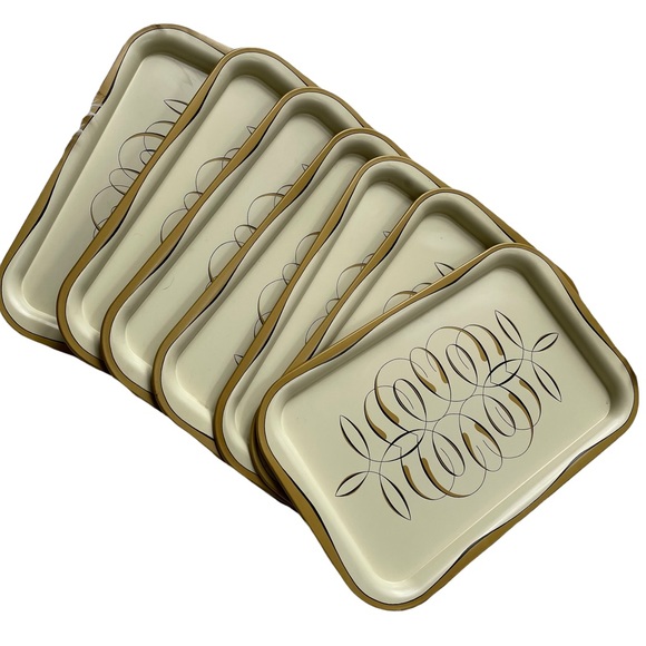 MCM Pinstripe Metal Trays (Set of 7) - Picture 1 of 7